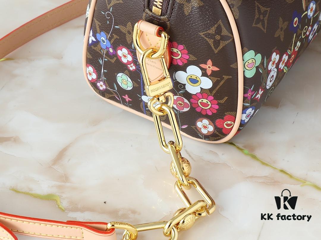 6930262012f62673a6fadd1c Upgraded Original 🔥Authentic Hardware and Straps🔥 M14175 M46234 This Speedy Bandoulière 20 Handbag combines Monogram canvas with cowhide leather trims, expressing a fashionable flair through the vibrant elements of the Louis Vuitton x Takashi Murakami Re-Edition collection. The front and back reimagine the Monogram flower pattern based on Murakami's 'Superflat' art concept. A striking padlock adorns the zip closure, while Toron handles and a detachable, adjustable chain strap ensure comfortable carrying. Dimensions: 20.5 x 13.5 x 12.0 cm (L x H x W)