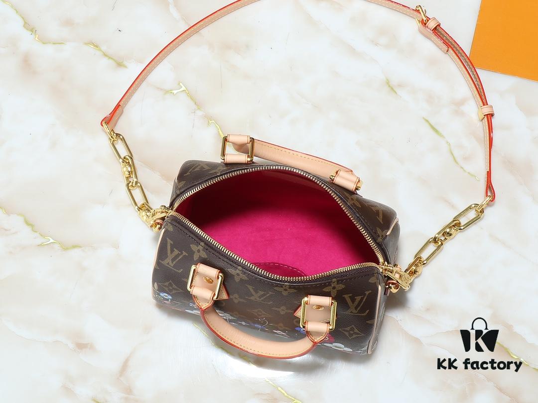 6930262212f62673a6fadd1d Upgraded Original 🔥Authentic Hardware and Straps🔥 M14175 M46234 This Speedy Bandoulière 20 Handbag combines Monogram canvas with cowhide leather trims, expressing a fashionable flair through the vibrant elements of the Louis Vuitton x Takashi Murakami Re-Edition collection. The front and back reimagine the Monogram flower pattern based on Murakami's 'Superflat' art concept. A striking padlock adorns the zip closure, while Toron handles and a detachable, adjustable chain strap ensure comfortable carrying. Dimensions: 20.5 x 13.5 x 12.0 cm (L x H x W)