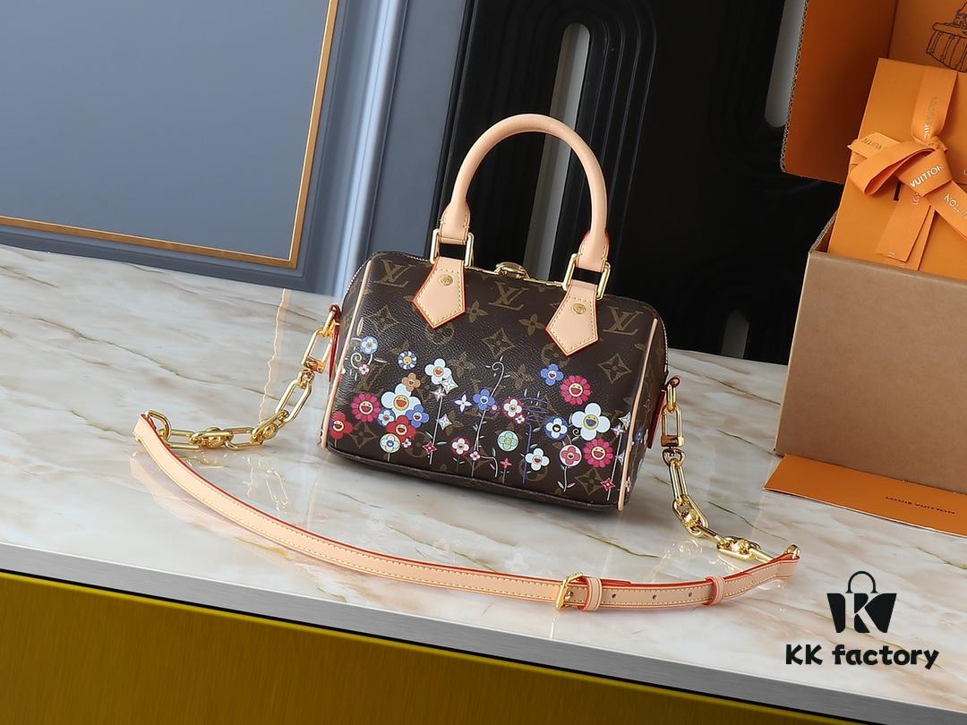 6930262412f62673a6fadd1f Upgraded Original 🔥Authentic Hardware and Straps🔥 M14175 M46234 This Speedy Bandoulière 20 Handbag combines Monogram canvas with cowhide leather trims, expressing a fashionable flair through the vibrant elements of the Louis Vuitton x Takashi Murakami Re-Edition collection. The front and back reimagine the Monogram flower pattern based on Murakami's 'Superflat' art concept. A striking padlock adorns the zip closure, while Toron handles and a detachable, adjustable chain strap ensure comfortable carrying. Dimensions: 20.5 x 13.5 x 12.0 cm (L x H x W)