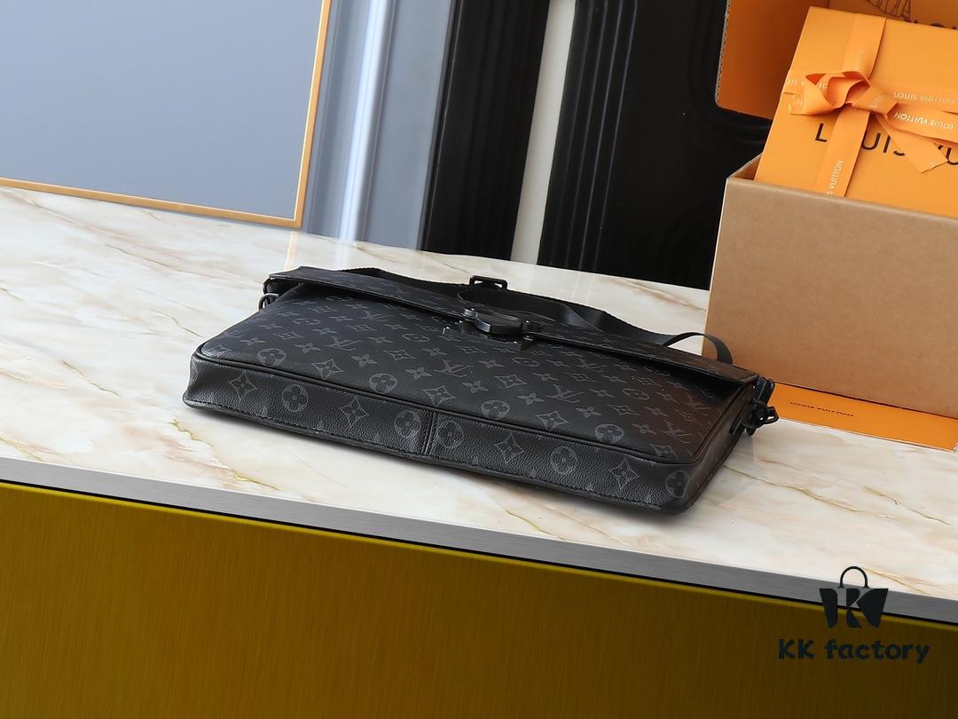 Upgraded Original Version [M20835 Embossed Black Flower Vintage Flower] S-Lock Briefcase in Taurillon Monogram Leather