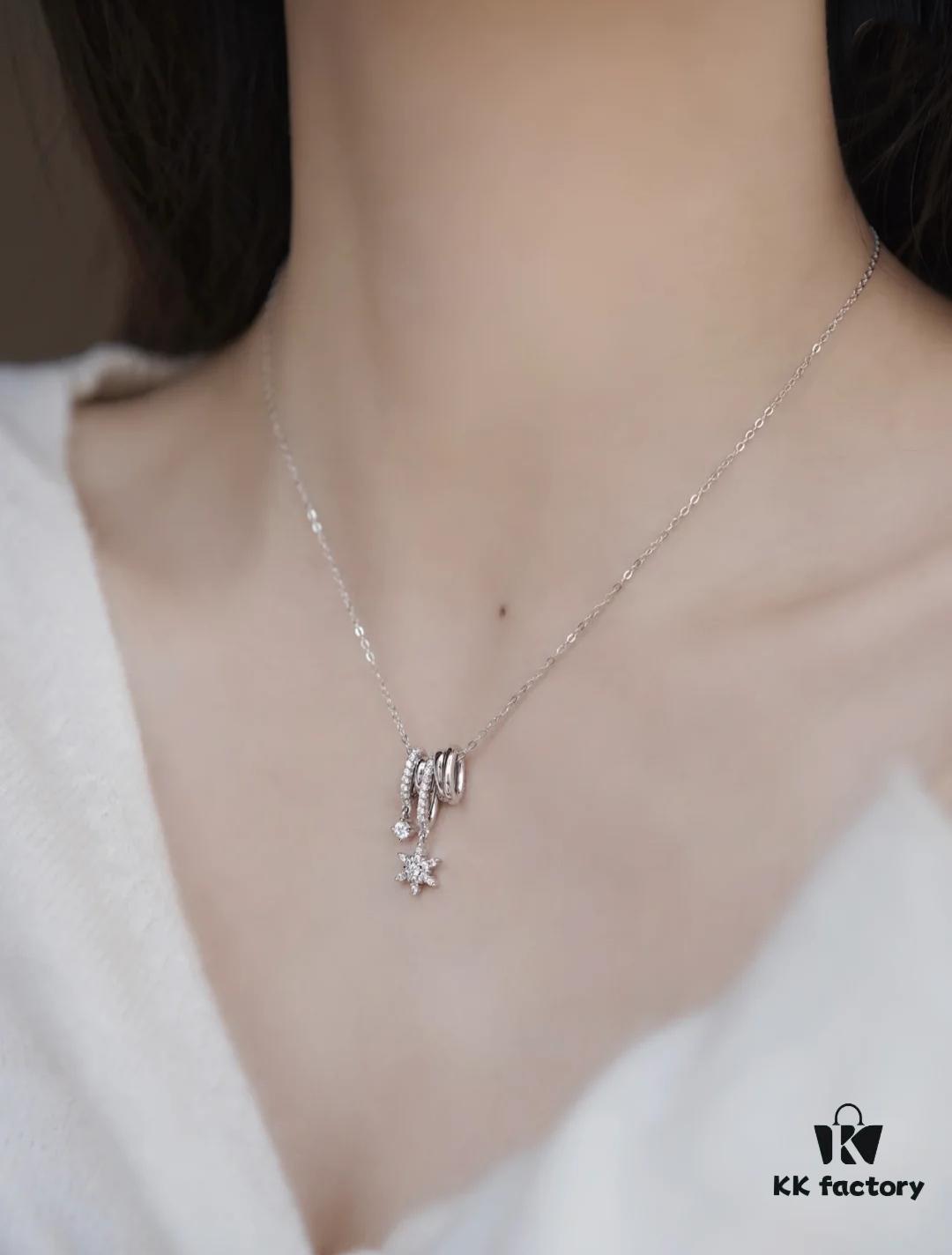 69303672f09edb6de4c4cc96 New Arrival He Fang Snowflake Crystal Necklace / Earrings | Pure Silver High-End Original Quality