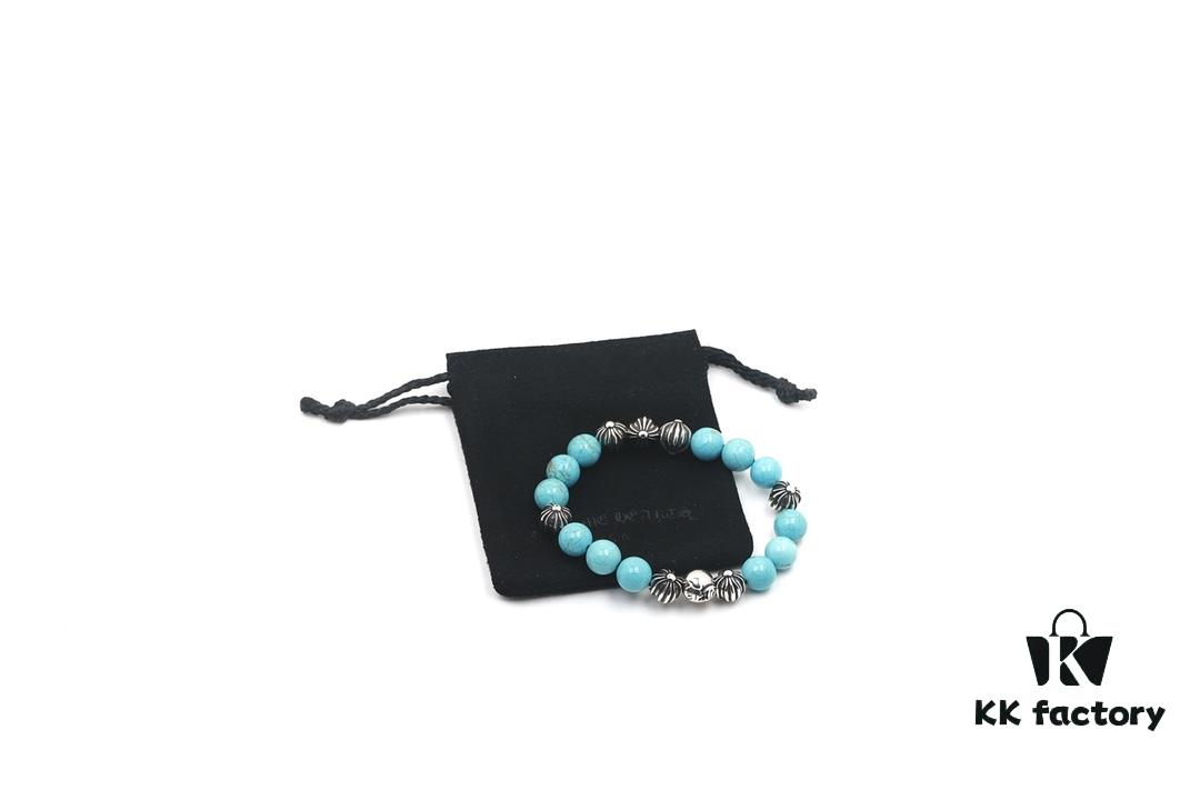 693036a5f09edb6de4c4ccb1 Chrome Hearts Turquoise Bracelet with Full Bead Cross Design