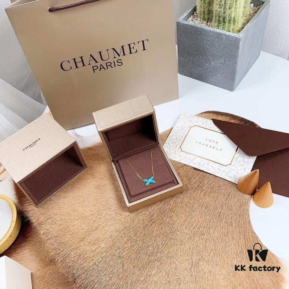 693036a8f09edb6de4c4ccb7 CHAUMET PARIS Liens 'Forever Linked' Pendant Necklace – Symbol of Love and Connection, Crafted in 18K Gold-Plated 925 Silver with Mother-of-Pearl, Turquoise, Lapis Lazuli, Featuring Openwork Cross Design Set with Sparkling Zirconia, Adjustable Chain Length 42cm