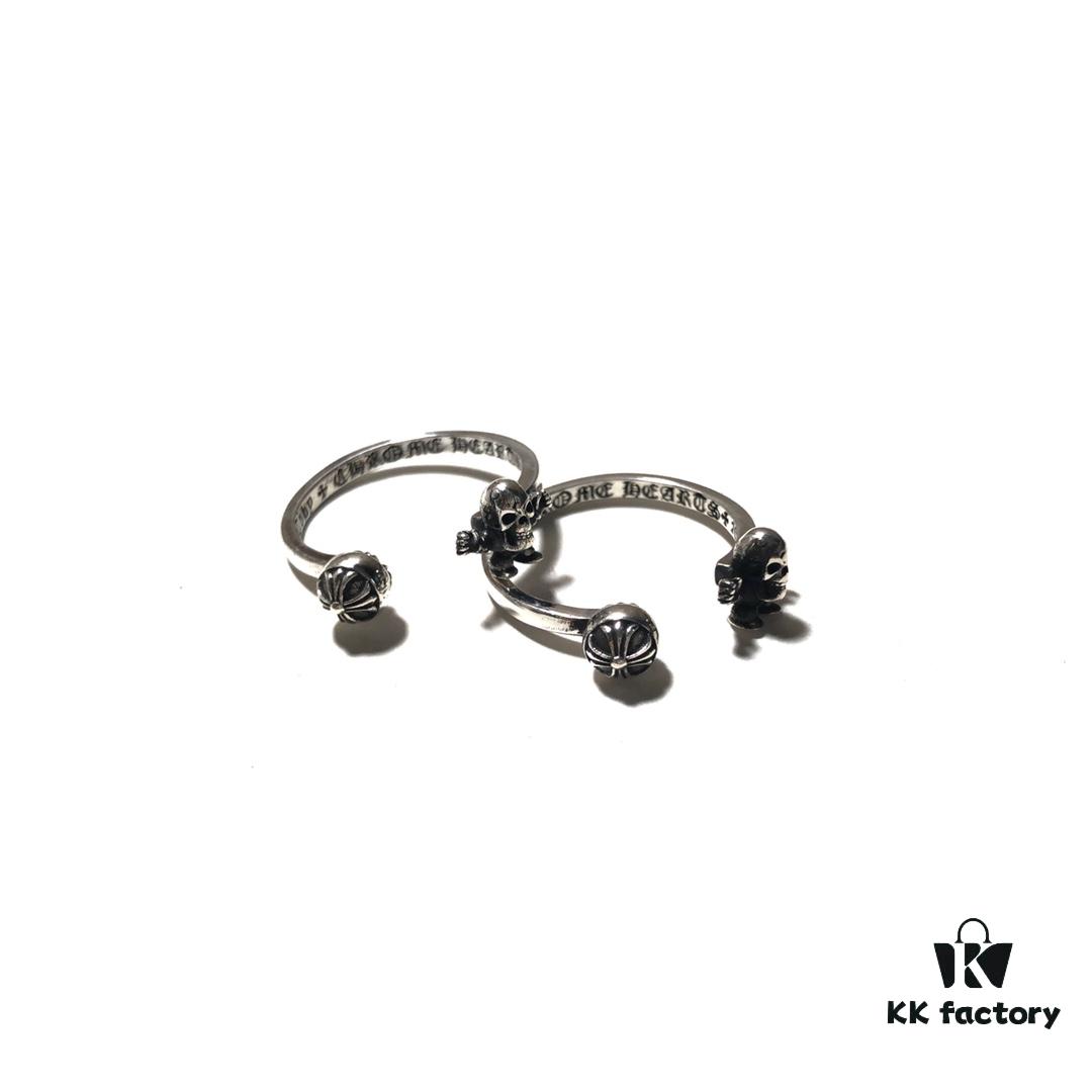 693036acf09edb6de4c4ccbd Chrome Hearts Open FOTI Skull Ring with Oxidized Finish