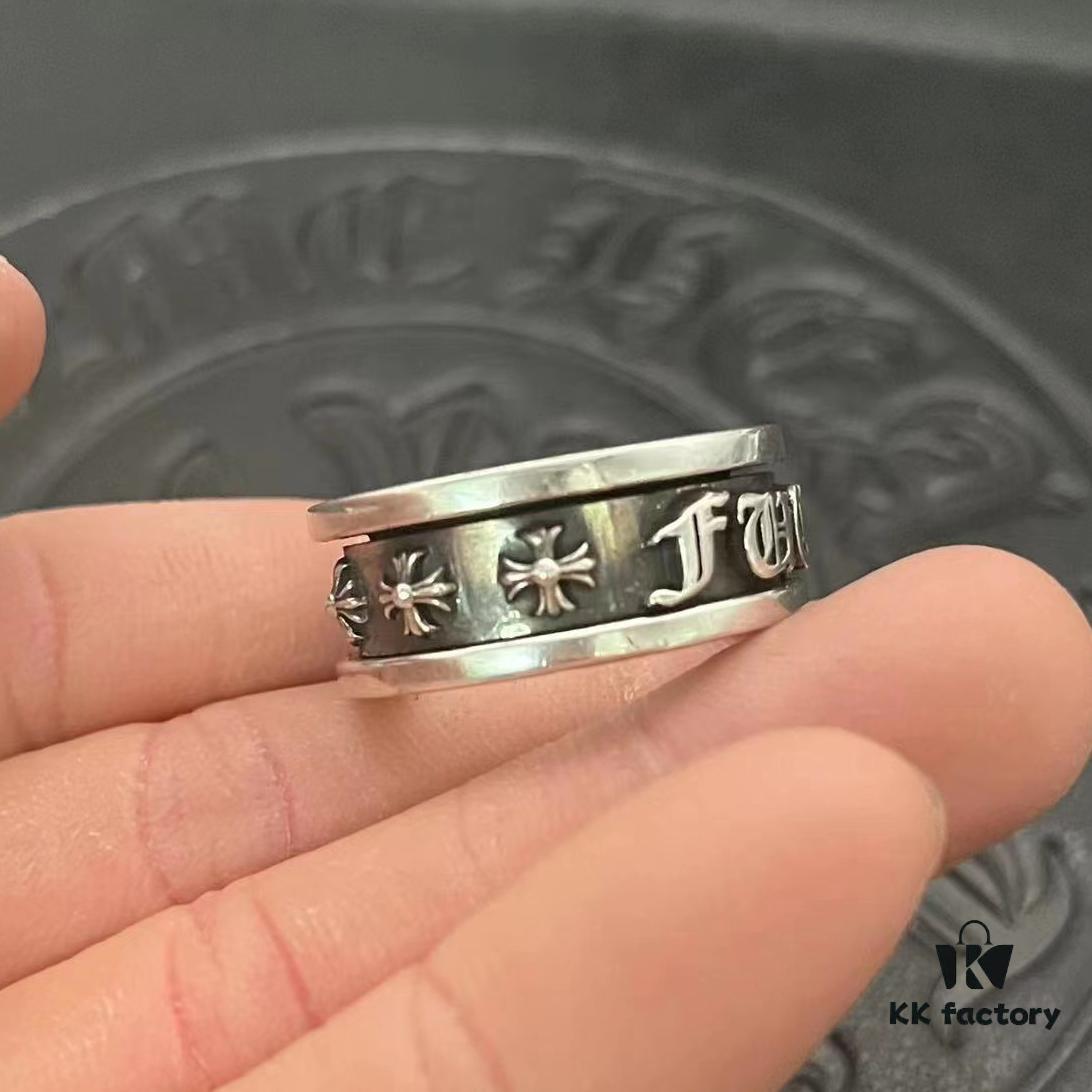 CHROME HEARTS High-End Version Cross FUCK YOU Rotating Ring