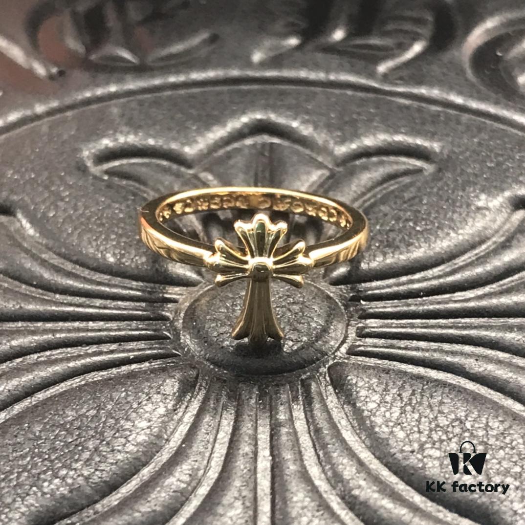 High-Grade Croxx 22K Gold Small Cross Flower Ring
