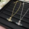 Vivienne Saturn Colored Diamond Full-Pavé Necklace