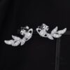 693036c8f09edb6de4c4ccde West Queen Wheat Ear Zircon Saturn Stud Earrings - Symmetrical Silver