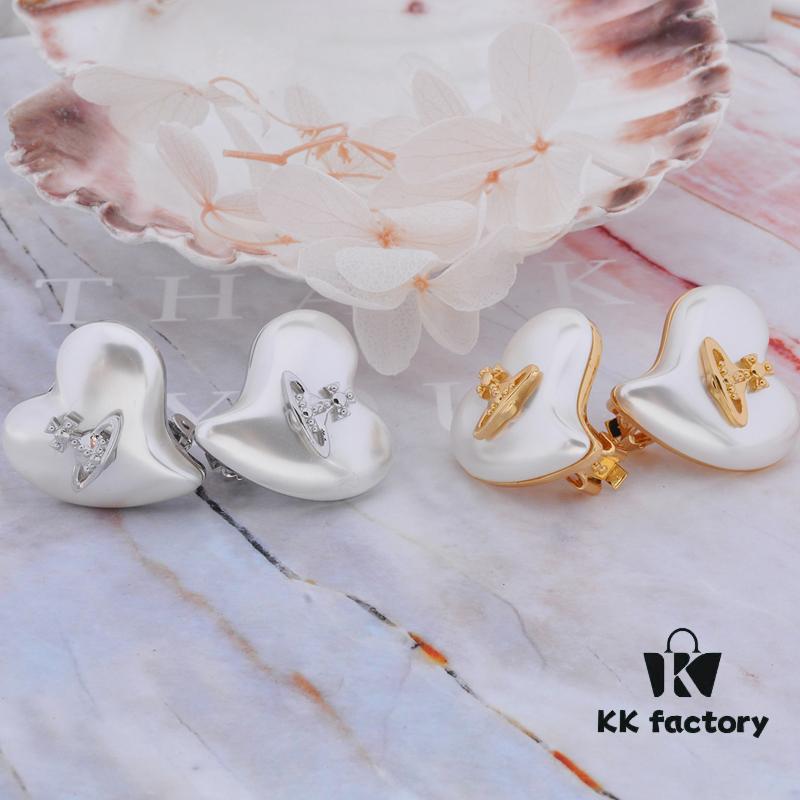 Vivienne Westwood Large Resin Heart Earrings - Gold