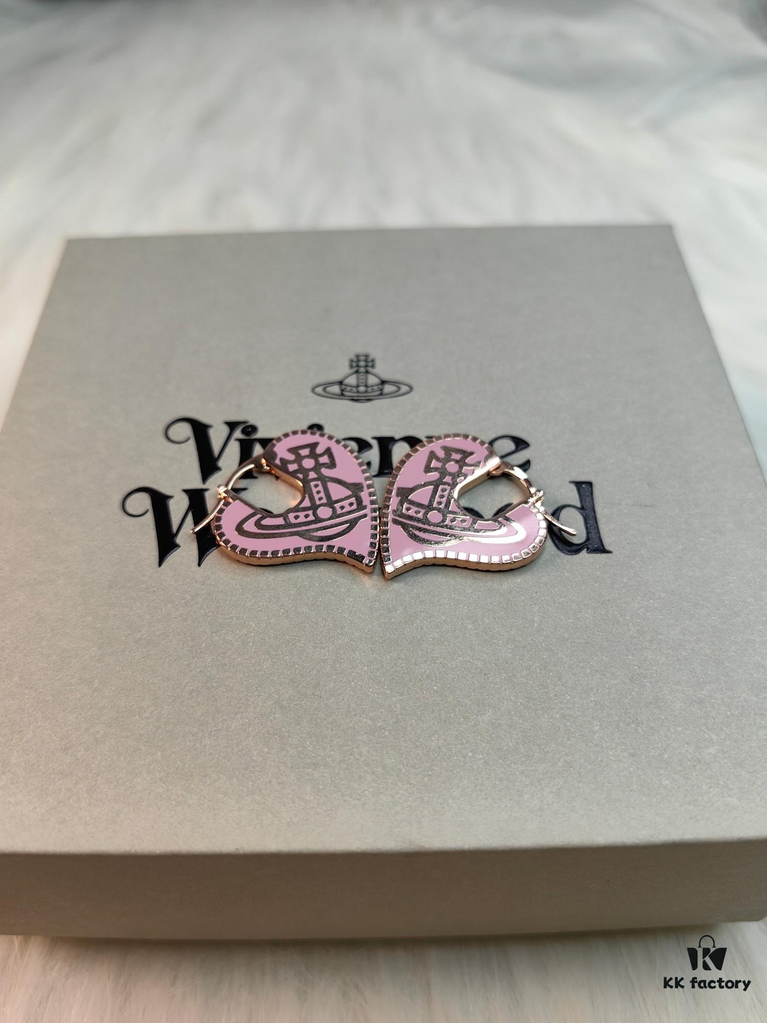 693036d9f09edb6de4c4ccf4 Vivienne Westwood Logo Gear Enamel Earrings - Rose Gold Pink