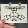 West Grandma Full Diamond Saturn Pin Necklace, Bracelet, and Stud Earrings Set in White Gold Color