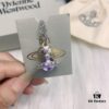 West Queen 3D Purple Glass Bead Necklace in White Gold Color