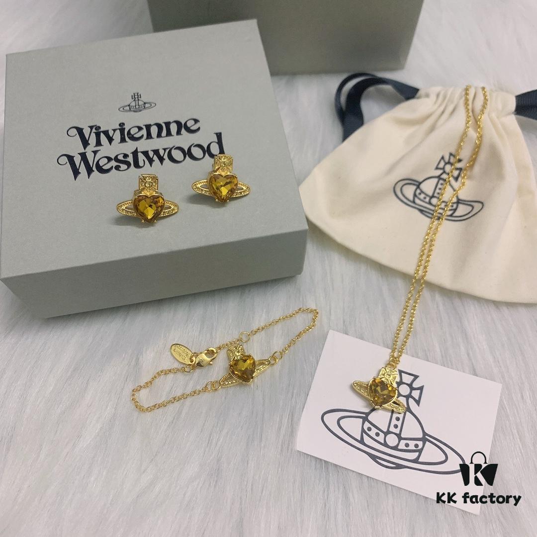 693036e0f09edb6de4c4ccff Vivienne Westwood Love Zircon Necklace, Bracelet, and Stud Earrings Set