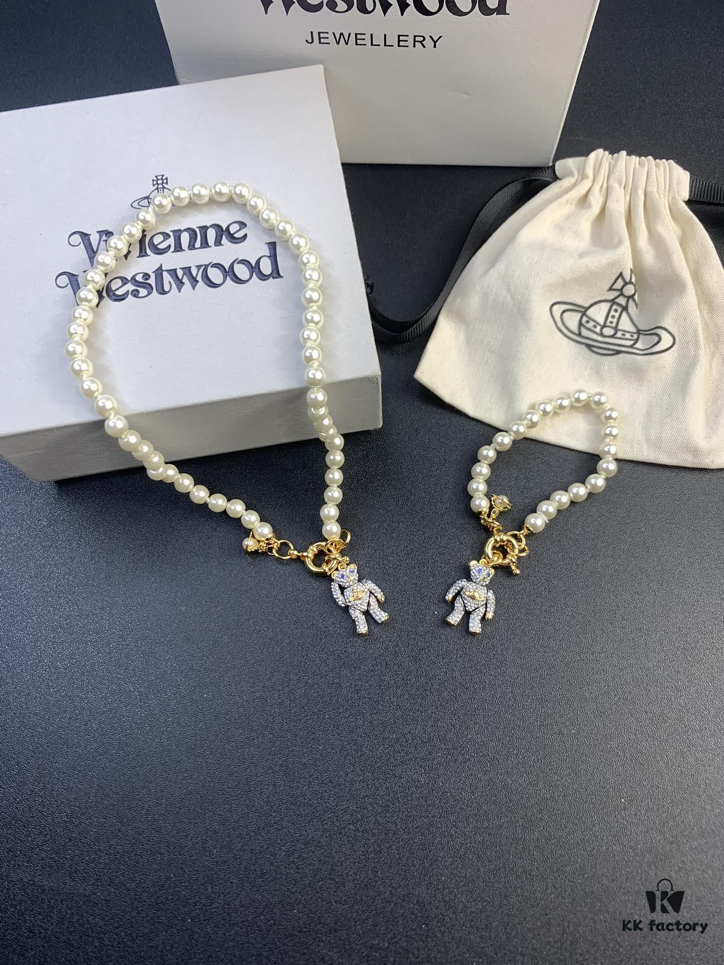693036e7f09edb6de4c4cd07 New Arrival: Vivienne Westwood Teddy Bear Pearl Necklace and Bracelet, 360-Degree Rotating Design, Freely Adjustable