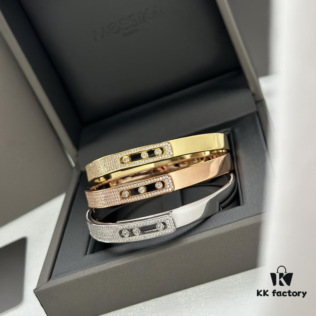 69303722f09edb6de4c4cd39 Hot Hollywood's Hottest Luxury Jewelry Brand Messika, Full Diamond Slide Bracelet, Elegant 925 Sterling Silver with Gold Plating, Platinum and Rose Gold Rolling Diamonds