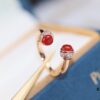 69303729f09edb6de4c4cd42 Poissession Series ZP Ring, V-Gold with Natural Malachite, Red Agate, and Turquoise