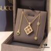 69303743f09edb6de4c4cd5d Buccellati Italian Luxury Jewelry Vintage Royal Style Diamond-Cut Clover Shell Agate Chalcedony Reversible Necklace in V Gold 18K Thick Gold Plating Original Chain End and Clasp High Quality