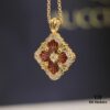 69303745f09edb6de4c4cd5f Buccellati Italian Luxury Jewelry Vintage Royal Style Diamond-Cut Clover Shell Agate Chalcedony Reversible Necklace in V Gold 18K Thick Gold Plating Original Chain End and Clasp High Quality