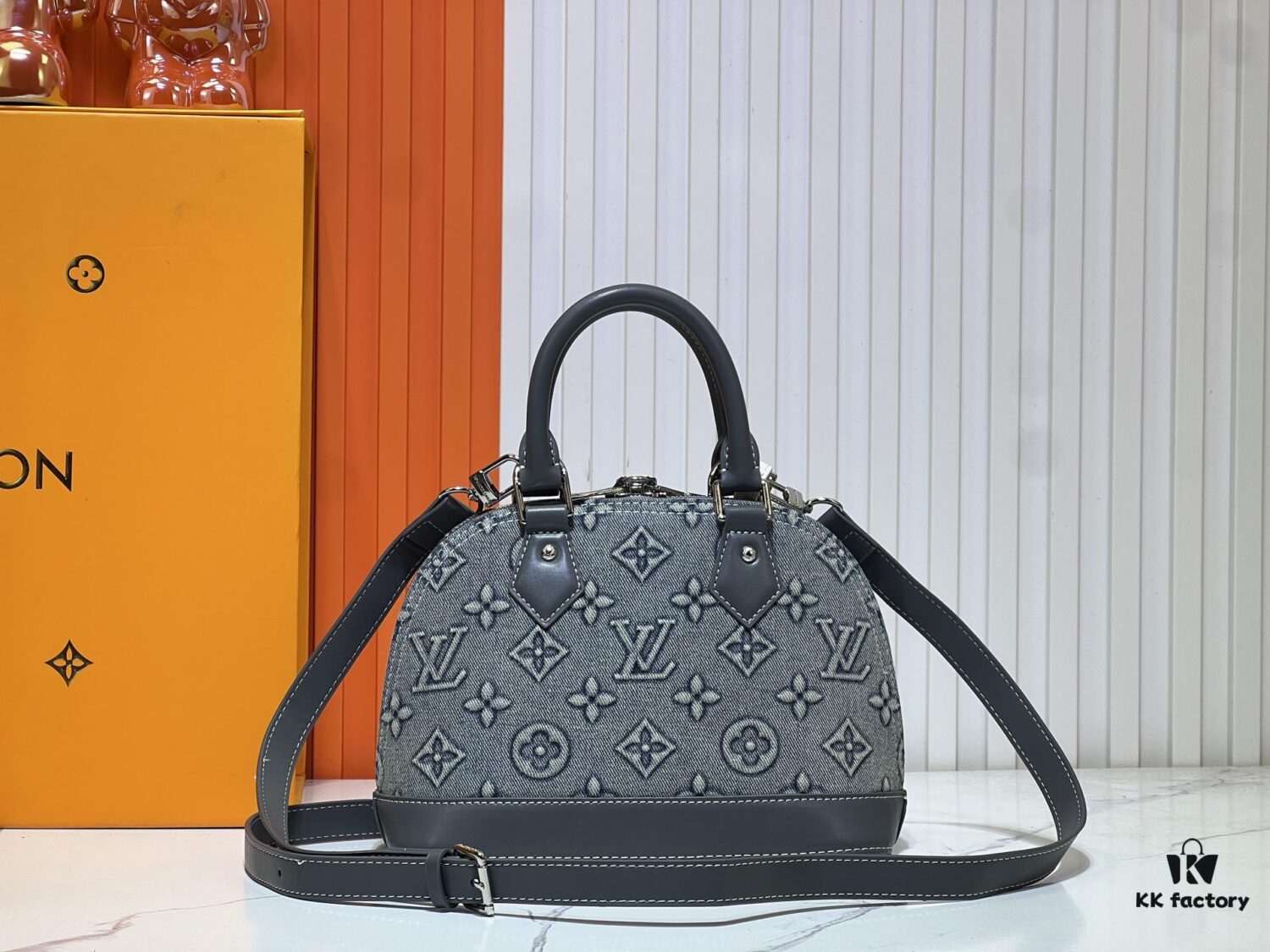 69303871f09edb6de4c4ce89 Upgraded Embossed Denim M53152 This Charming Alma BB Handbag Originates from Louis Vuitton's Classic 1934 Design