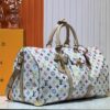 69303878f09edb6de4c4ce8e M13742 White Color Black Color Travel Bag Keepall Bandoulière 45
