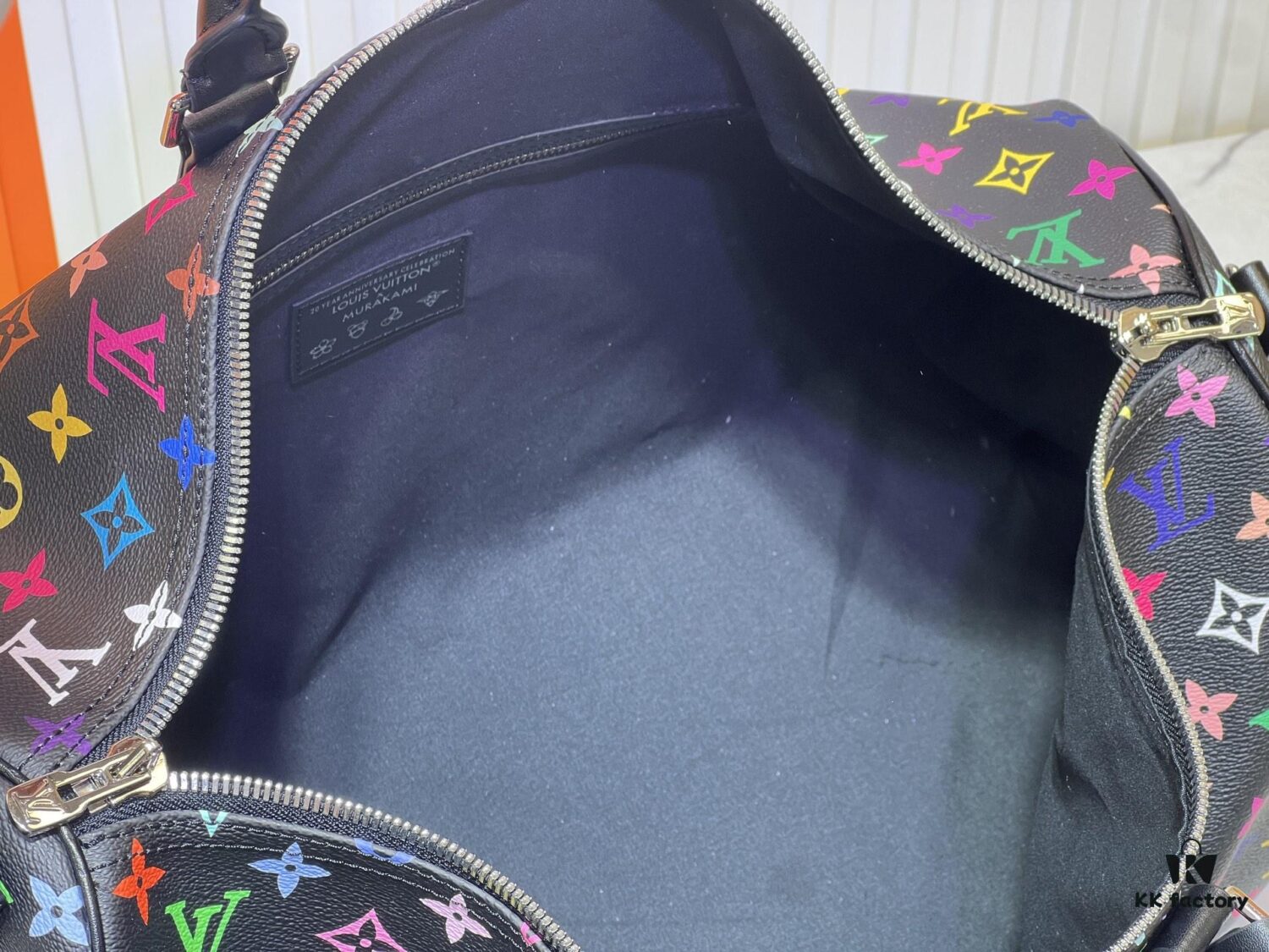 69303891f09edb6de4c4ce9a M13742 Multicolor White and Black Travel Bag, LV x TM KEEPALL BANDOULIÈRE 45, New Arrival