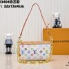 693038def09edb6de4c4cee2 M13404 Black Color White Color Coated Canvas Pochette Accessoires Bag