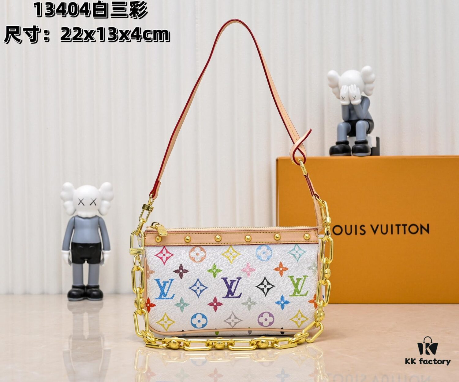 693038def09edb6de4c4cee2 M13404 Black Color White Color Coated Canvas Pochette Accessoires Bag