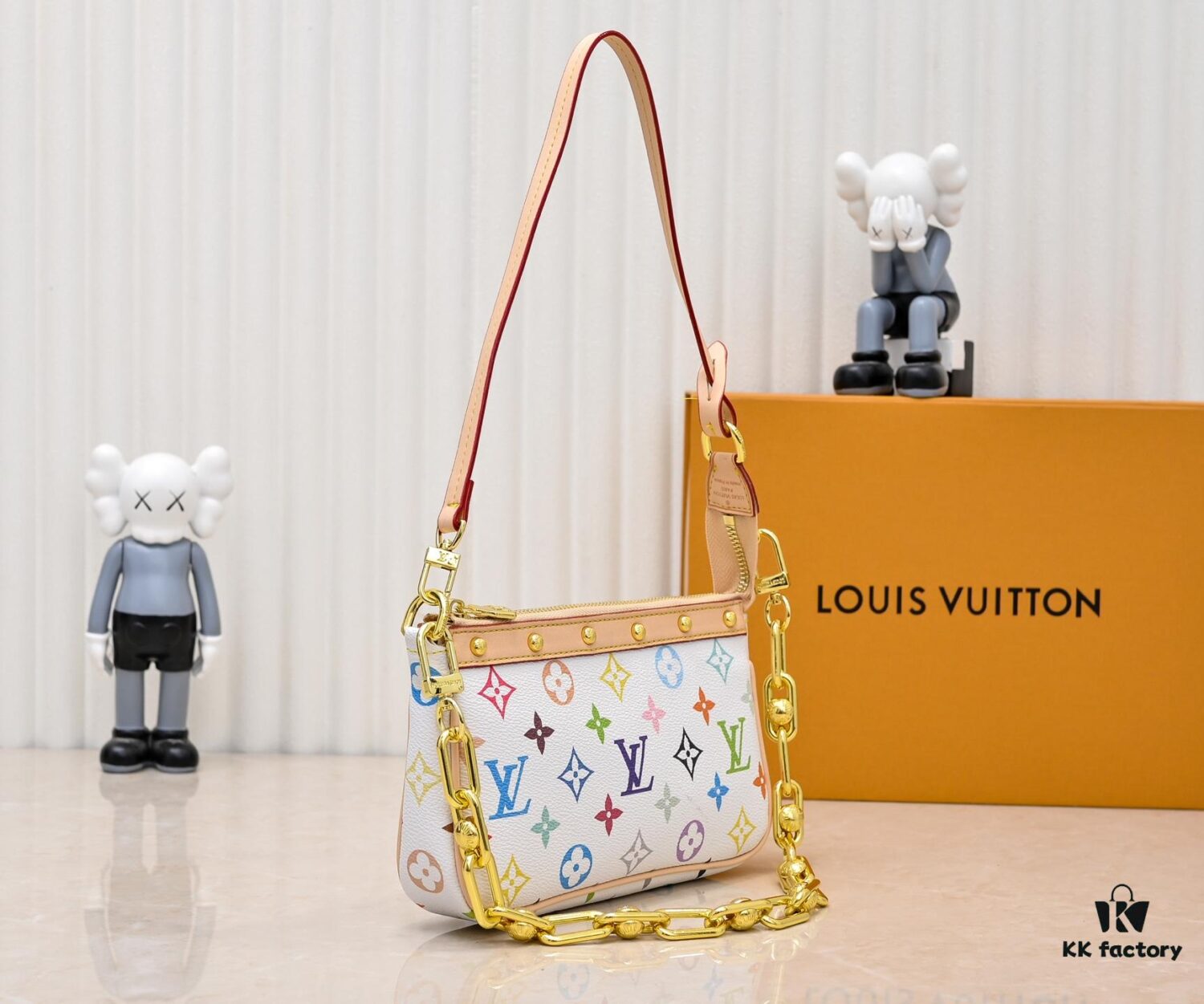 693038dff09edb6de4c4cee4 M13404 Black Color White Color Coated Canvas Pochette Accessoires Bag