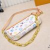 693038e3f09edb6de4c4cee9 M13404 Black Color White Color Coated Canvas Pochette Accessoires Bag