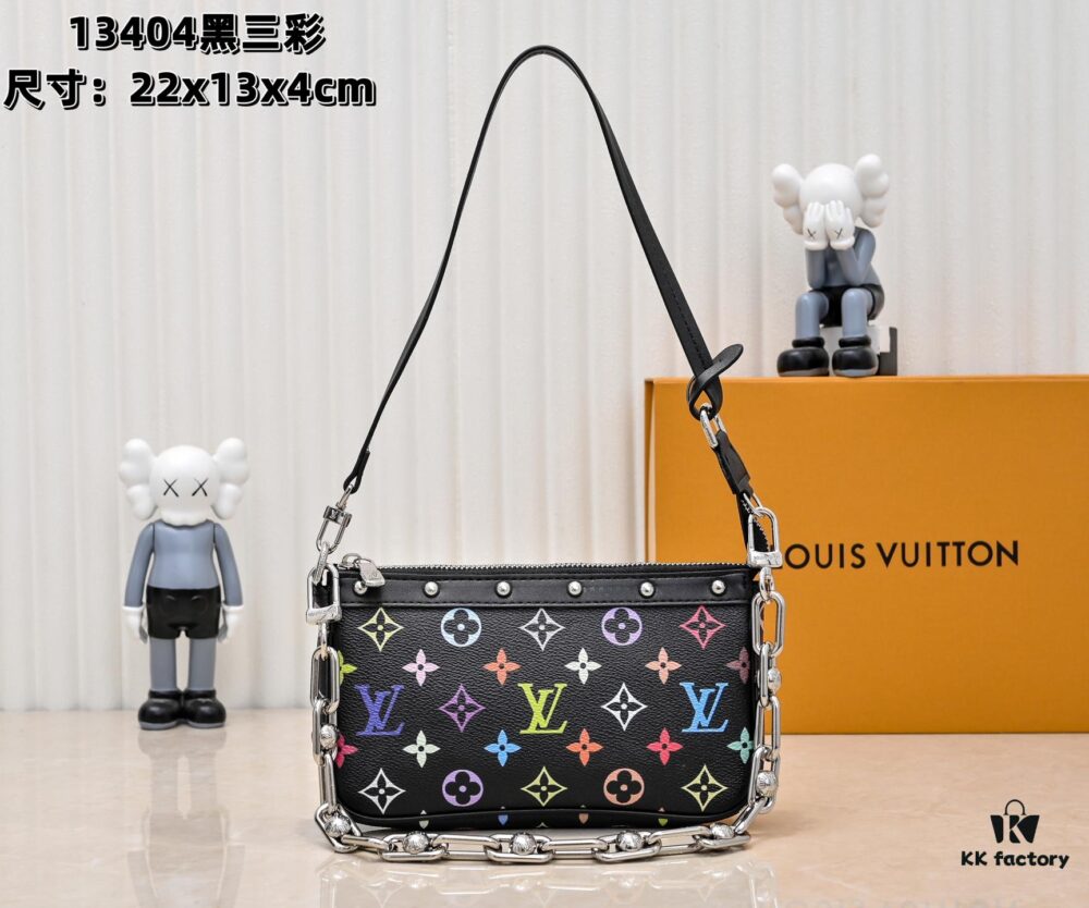 693038e7f09edb6de4c4ceee M13404 Black and White Coated Canvas Pochette Accessoires Bag