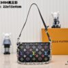 693038e7f09edb6de4c4ceee M13404 Black and White Coated Canvas Pochette Accessoires Bag