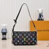 693038e9f09edb6de4c4ceef M13404 Black and White Coated Canvas Pochette Accessoires Bag