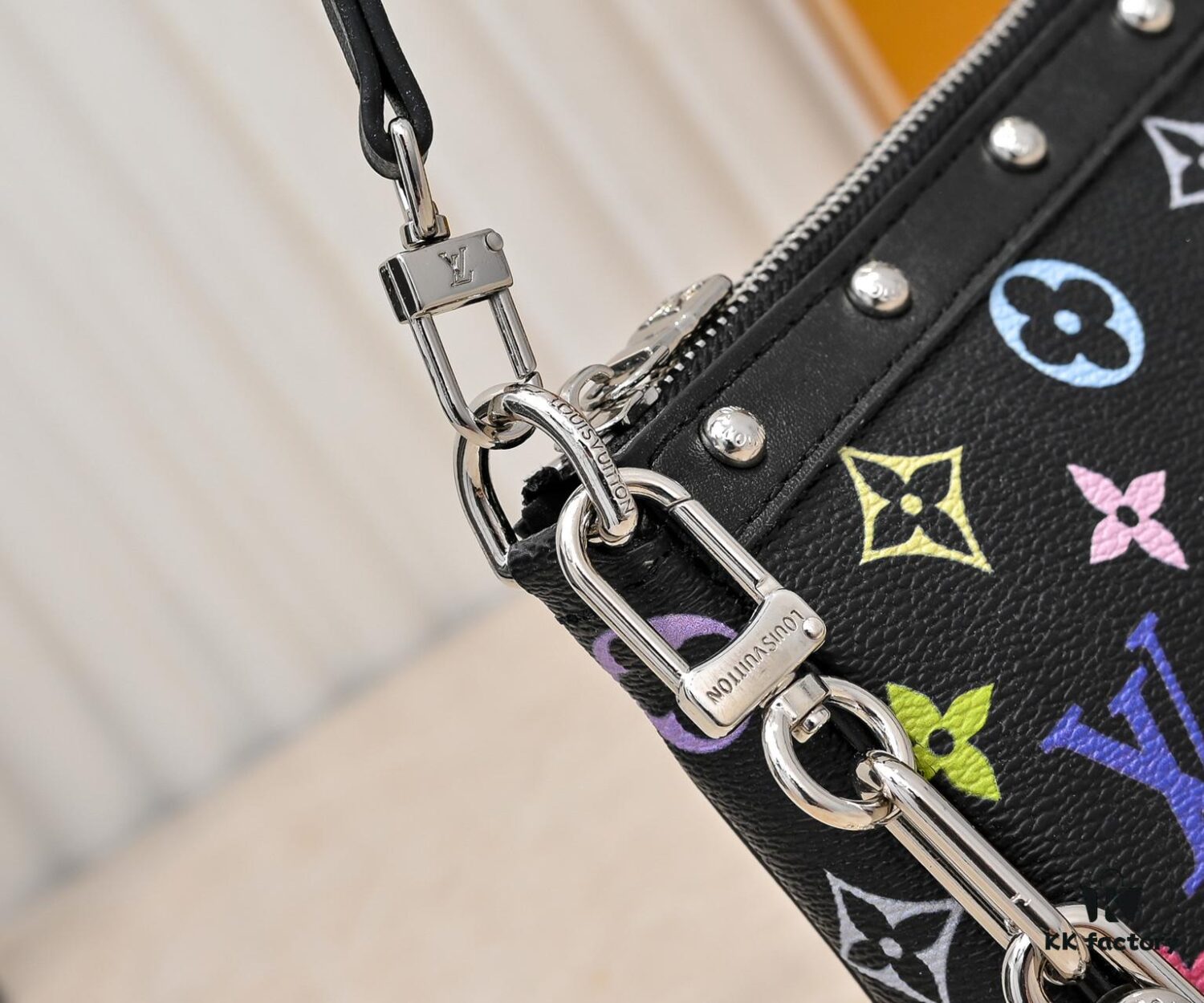 693038eaf09edb6de4c4cef2 M13404 Black and White Coated Canvas Pochette Accessoires Bag