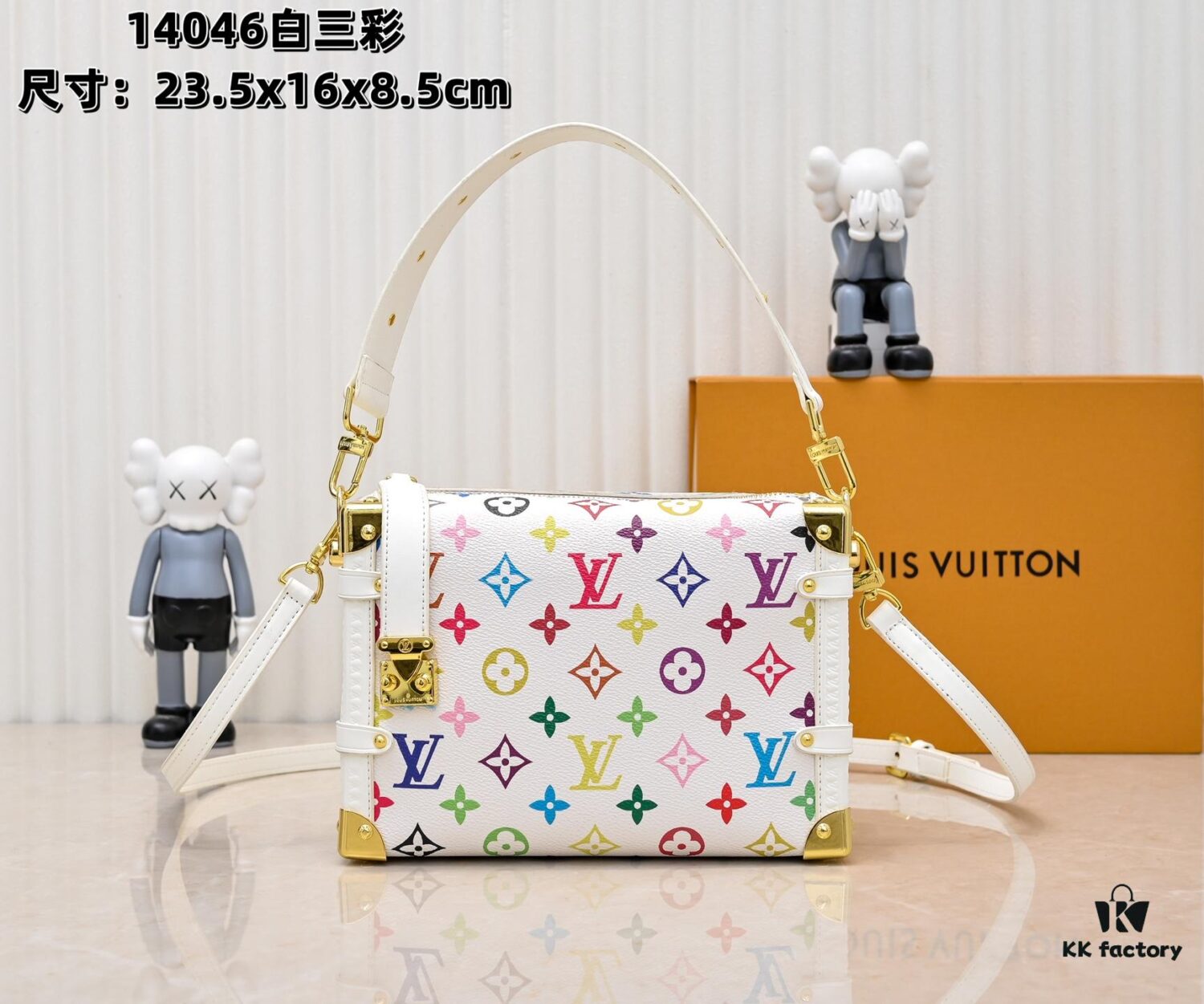693038f5f09edb6de4c4ceff M14046 M46358 Black Tricolor White Tricolor Side Trunk Medium Handbag