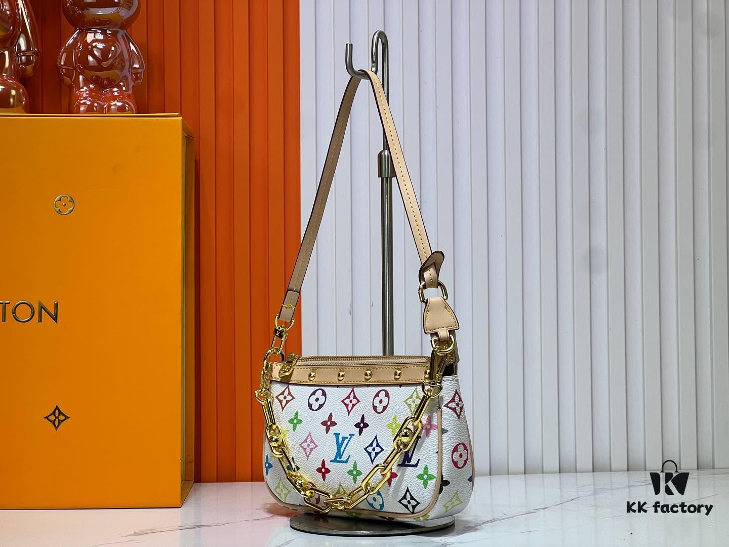 6930395ff09edb6de4c4cf9b M13404 Black and White Pochoir Coated Canvas Pochette Accessoires Bag