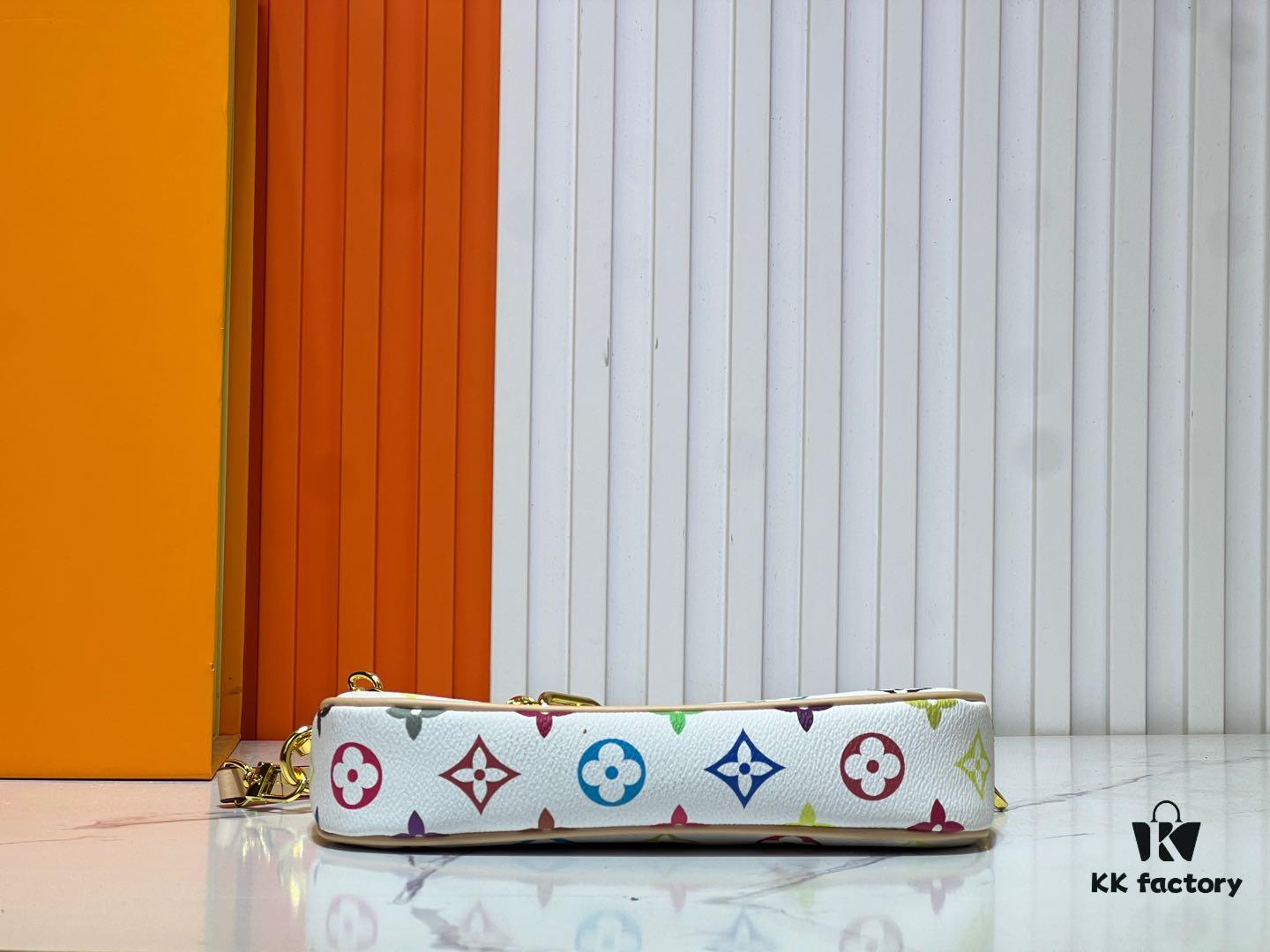 69303961f09edb6de4c4cfa0 M13404 Black and White Pochoir Coated Canvas Pochette Accessoires Bag