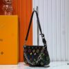 69303966f09edb6de4c4cfaa M13404 Black and White Coated Canvas Pochette Accessoires Bag