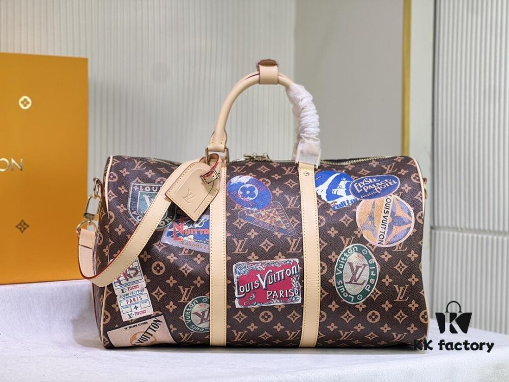 693039a8f09edb6de4c4d003 Color-changing Yellow Skin 👍 M24960 M41416 This Keepall Bandoulière 45 Travel Bag Features Monogram Canvas with Cowhide Leather Trims and Louis Vuitton Travel Stickers Exuding a Vintage Charm