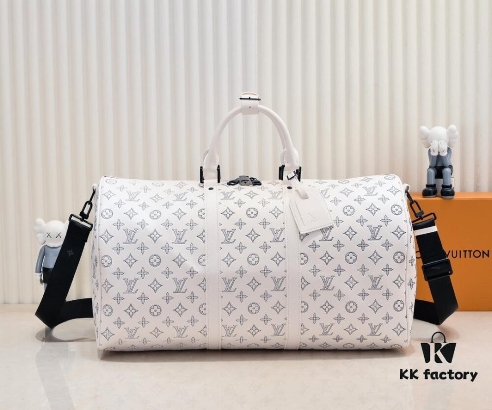 693039eef09edb6de4c4d03f Exclusive Real Photo M24953 41416 New Version Louis Vuitton Classic Keepall Travel Bag in Monogram Shadow Leather