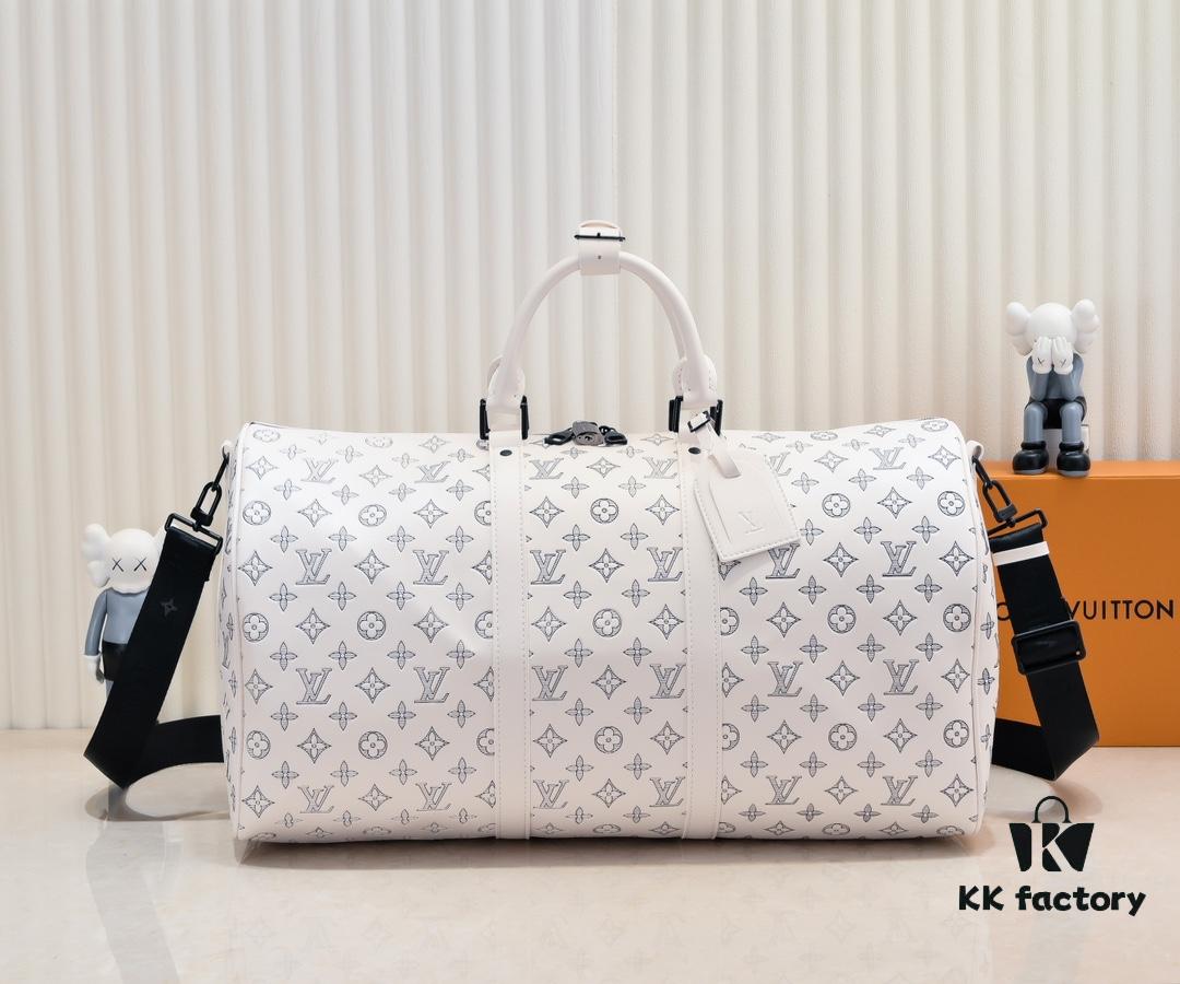 693039eef09edb6de4c4d03f Exclusive Real Photo M24953 41416 New Version Louis Vuitton Classic Keepall Travel Bag in Monogram Shadow Leather