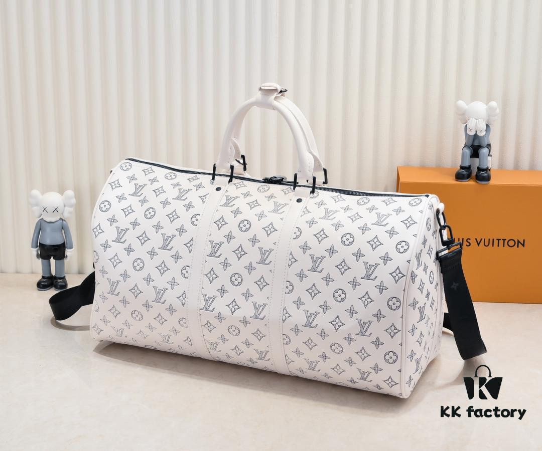 693039eff09edb6de4c4d040 Exclusive Real Photo M24953 41416 New Version Louis Vuitton Classic Keepall Travel Bag in Monogram Shadow Leather