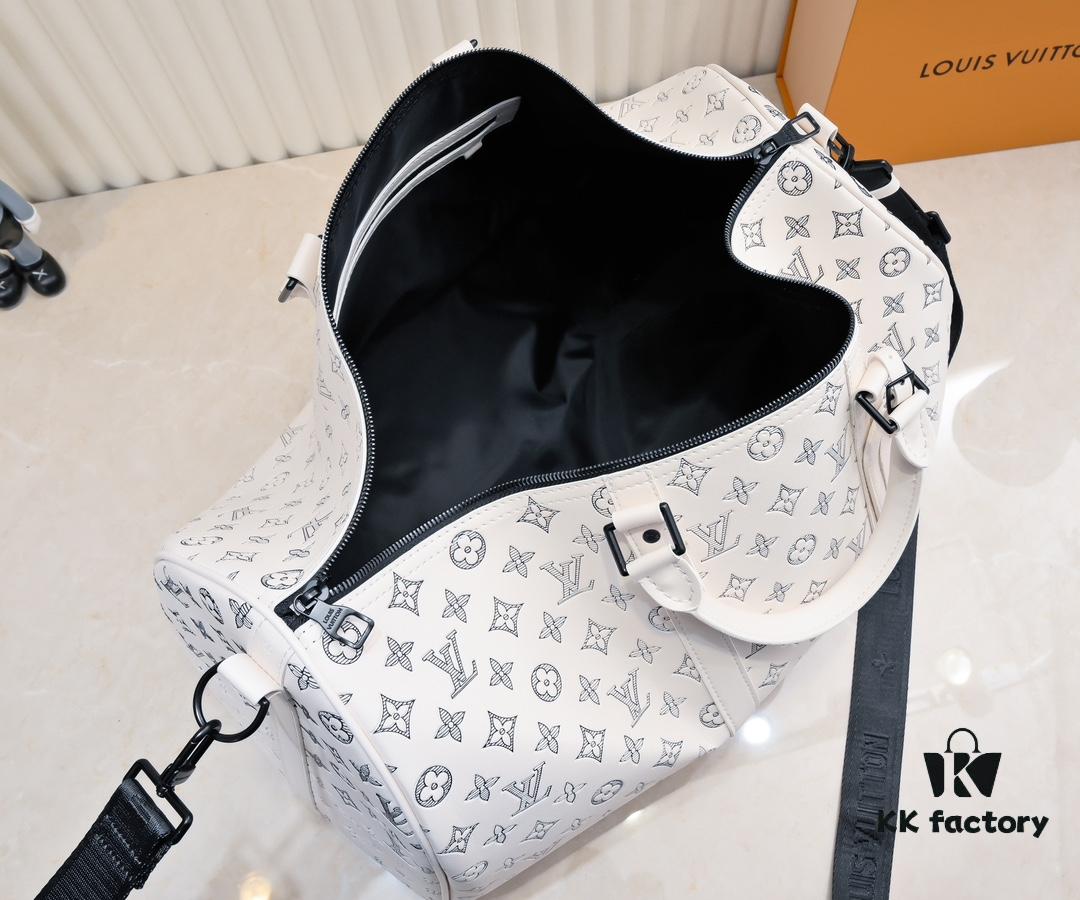 693039f5f09edb6de4c4d046 Exclusive Real Photo M24953 41416 New Version Louis Vuitton Classic Keepall Travel Bag in Monogram Shadow Leather