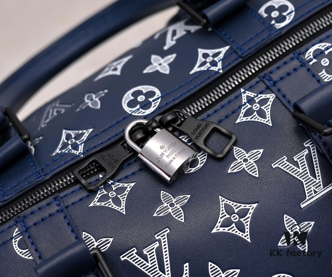 Exclusive Real Shot M24953 New Version Louis Vuitton Classic Keepall Travel Bag Embracing the Modern Edge of Monogram Shadow Leather