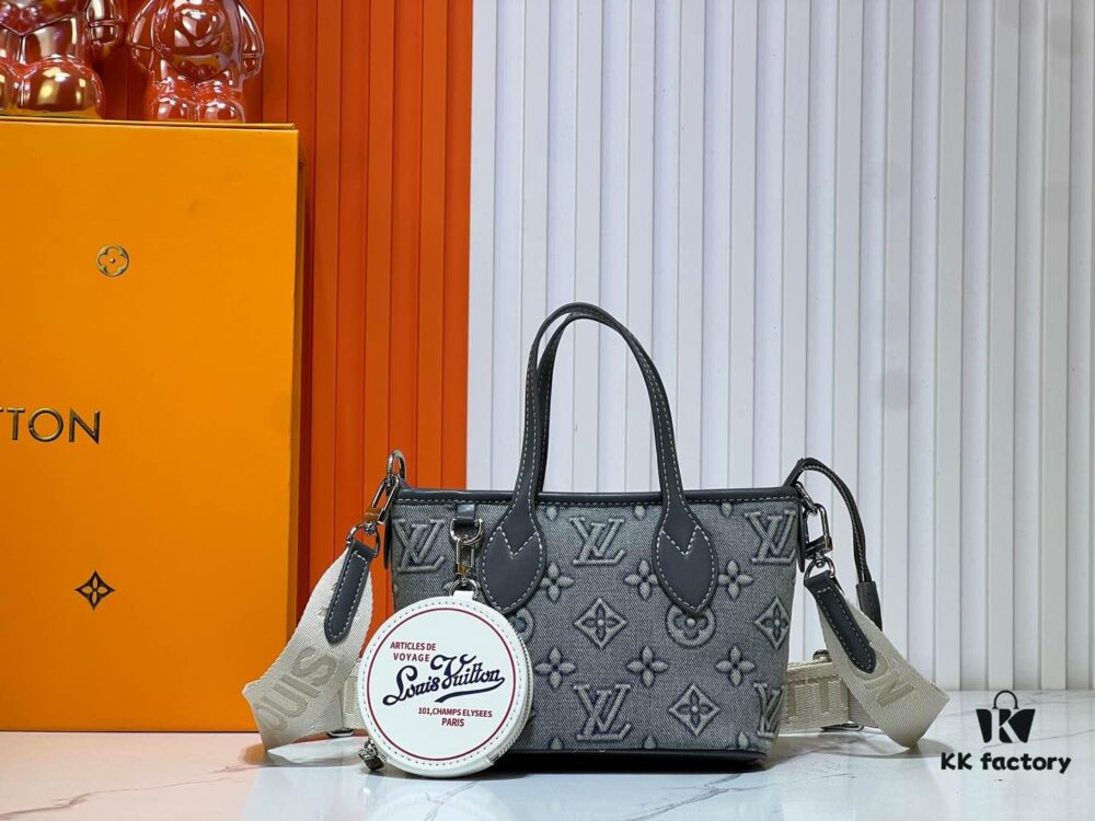 69303a1cf09edb6de4c4d060 M46705 NEVERFULL BB Handbag in Denim with Embossed Neverfull Motif