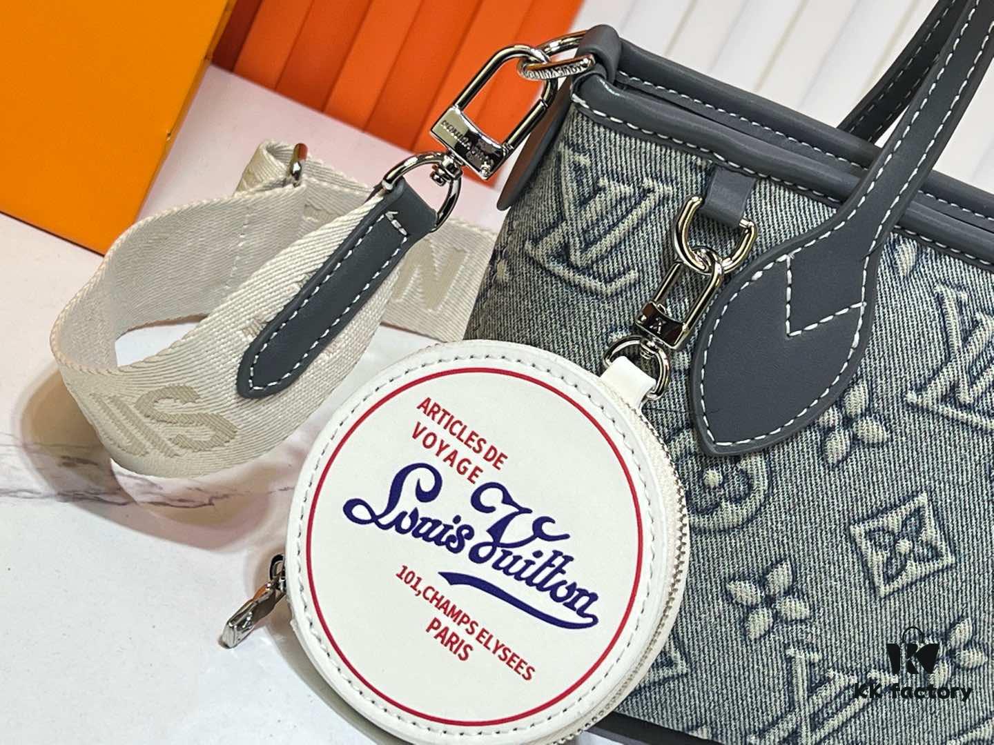 69303a20f09edb6de4c4d062 M46705 NEVERFULL BB Handbag in Denim with Embossed Neverfull Motif