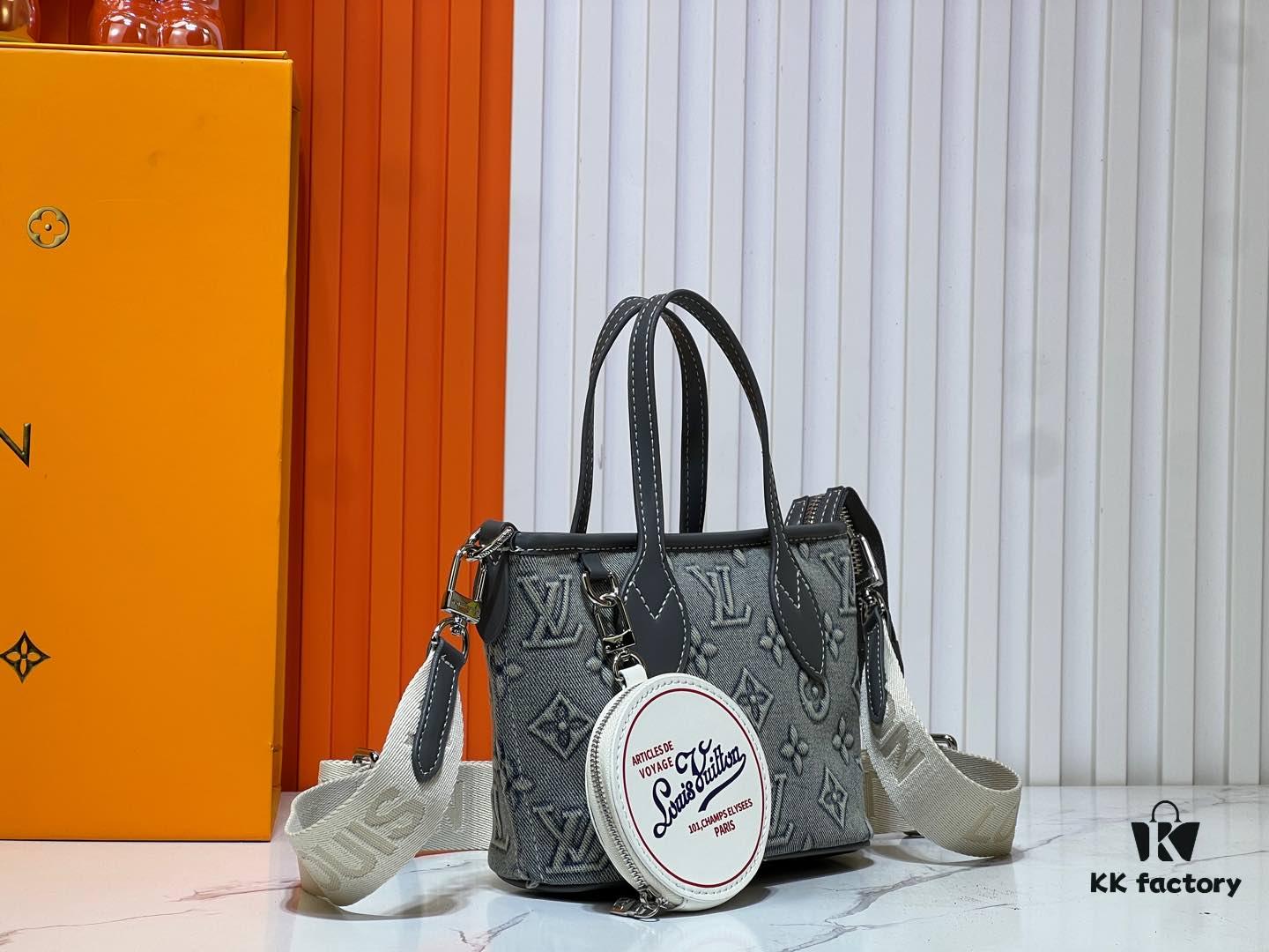 69303a20f09edb6de4c4d063 M46705 NEVERFULL BB Handbag in Denim with Embossed Neverfull Motif