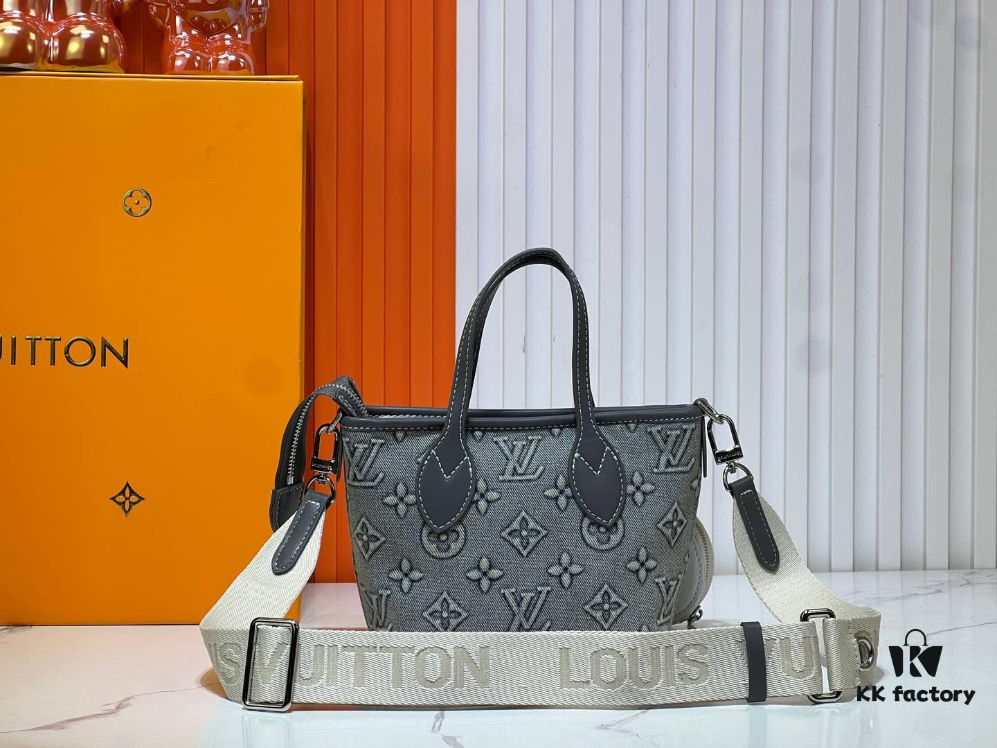 69303a21f09edb6de4c4d064 M46705 NEVERFULL BB Handbag in Denim with Embossed Neverfull Motif