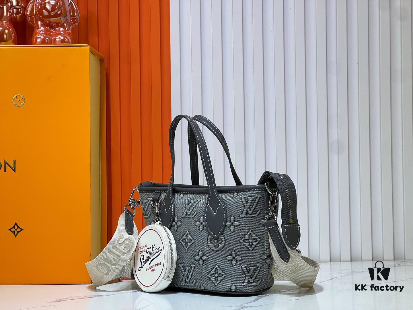 69303a24f09edb6de4c4d065 M46705 NEVERFULL BB Handbag in Denim with Embossed Neverfull Motif