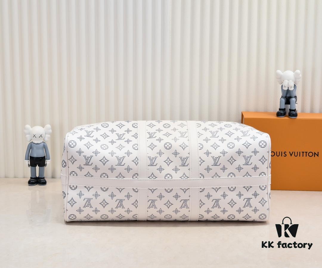 69303a3ef09edb6de4c4d07a Exclusive Real Photo M24953 41416 New Version Louis Vuitton Classic Keepall Travel Bag in Monogram Shadow Leather