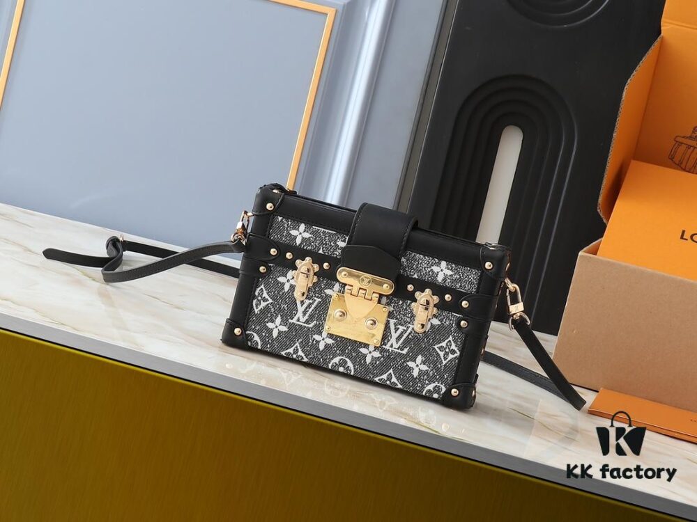 69303a43f09edb6de4c4d081 Upgraded Original M21462 M86286 Black Denim Petite Malle Handbag